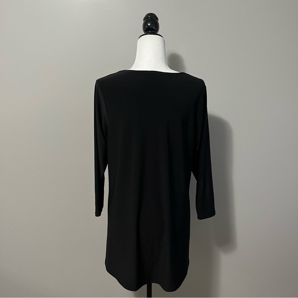 Pretty Woman Round Neck 3/4 Sleeve Black Tunic - Picture 7 of 10